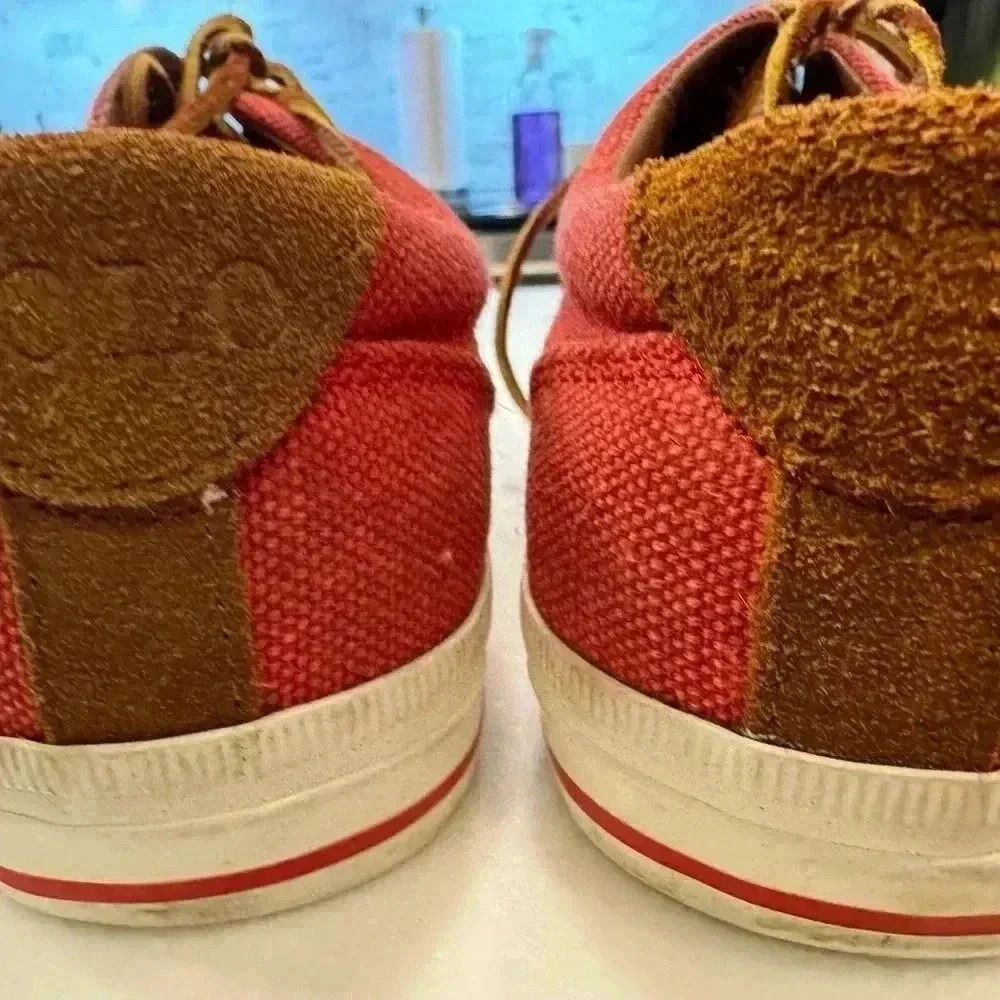 Polo Ralph Lauren burlap and suede sneakers washed red men’s size 9 - Picture 11 of 11